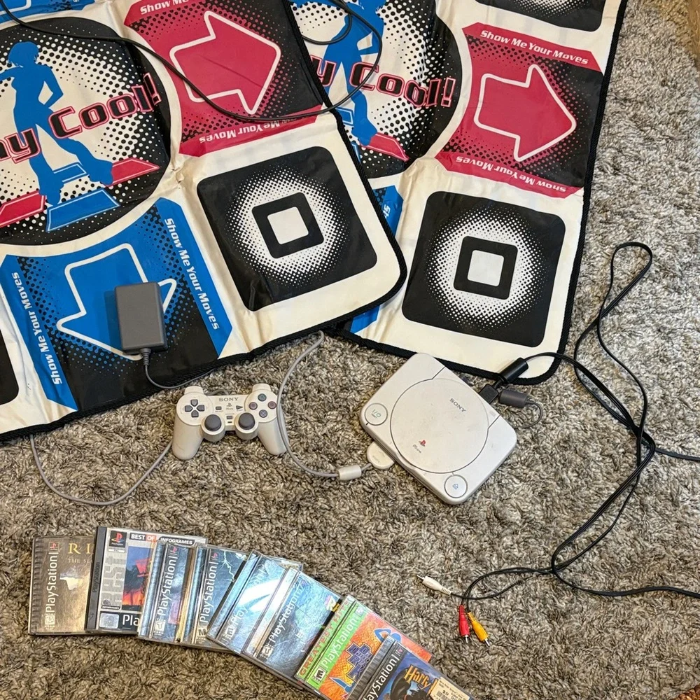 Sony PlayStation Console with White and Gray Design (everything included)